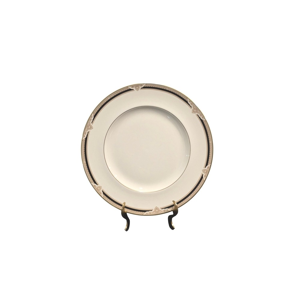 Royal Doulton Andover Dinner Plates, English Bone China, Set of 2, Black Gold